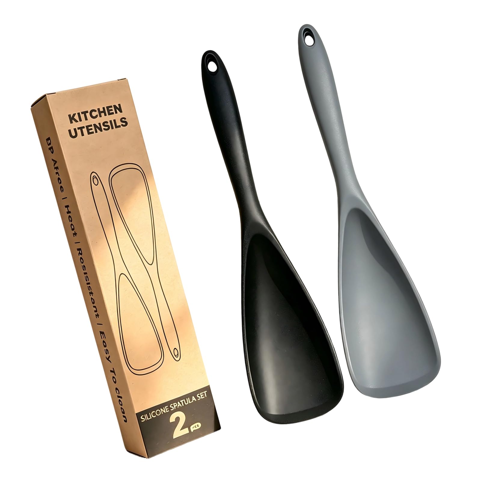 Silicone Kitchen Spoon Spatula Set, Seamless Cooking Utensils for Nonstick Pans, Stirring, Serving and Scraping Silicone Cooking Spoon Spatula Kitchen Utensil Nonstick Pan Scraper Serving Saute Tool