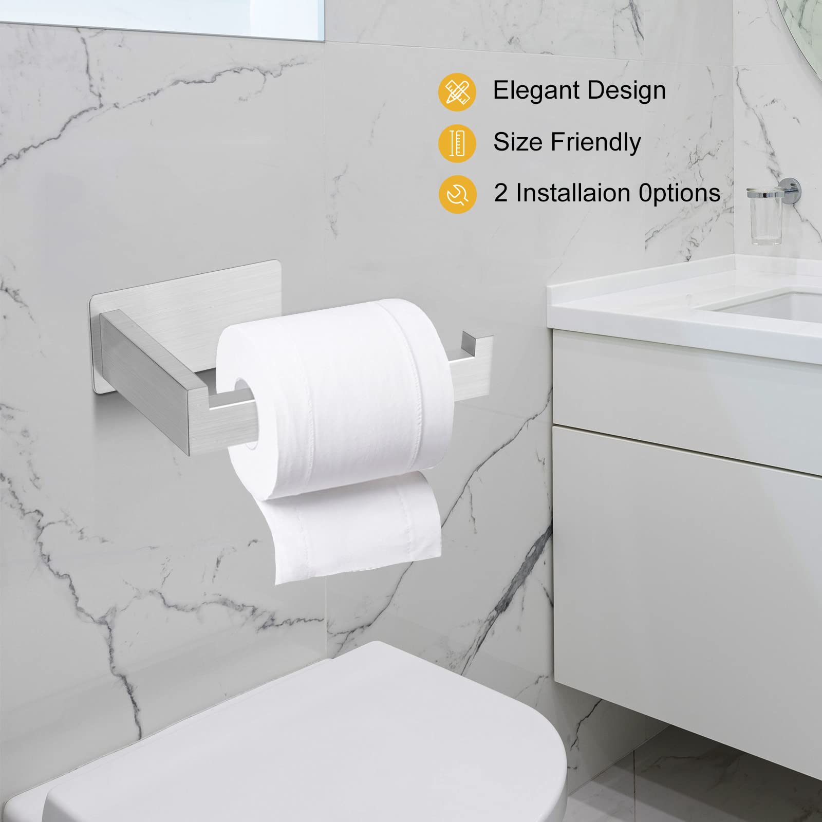 Portarotolo Carta Igienica Autoadesivo - Acciaio Inox Senza Foratura - Per Bagno E Cucina