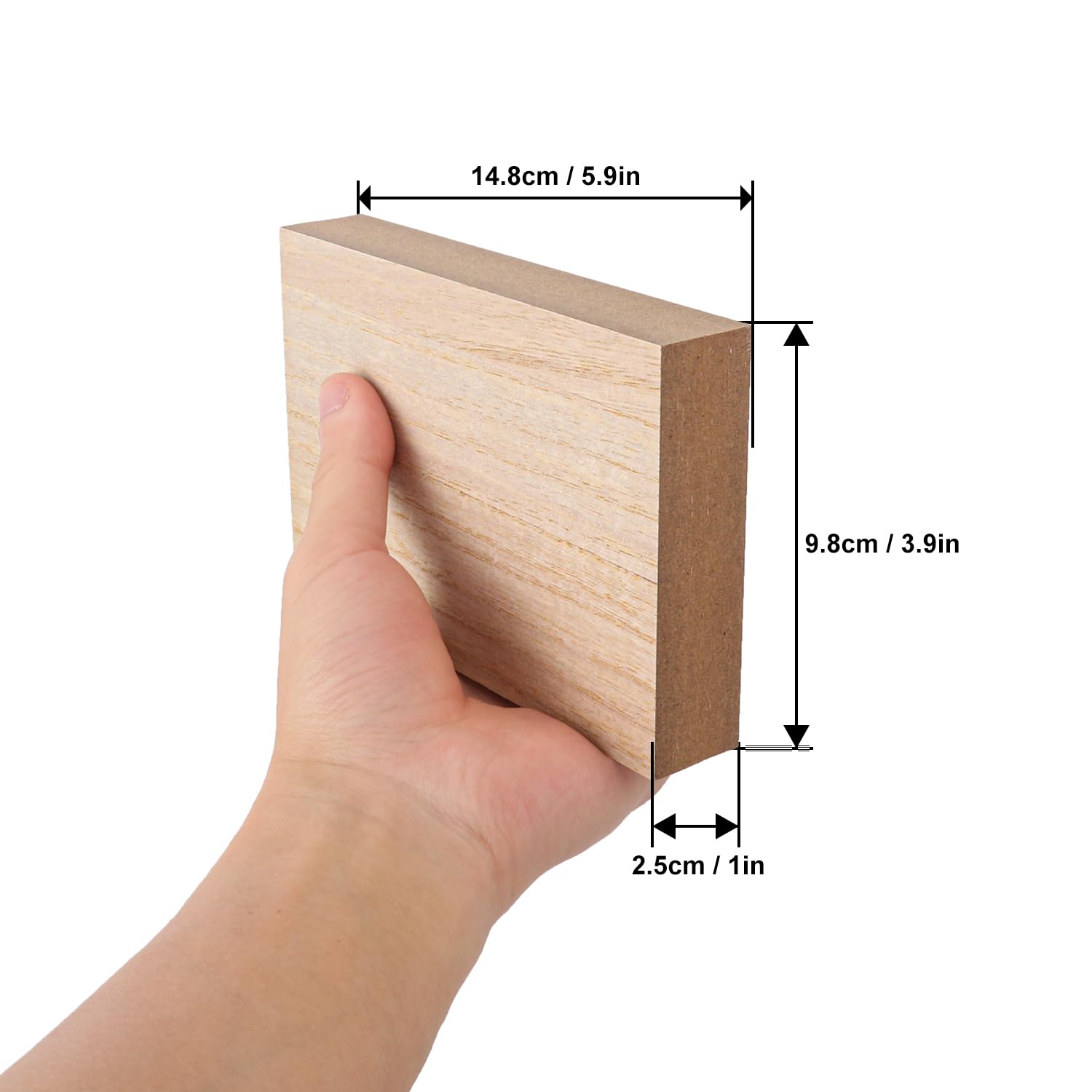 Paquete de 10 bloques rectangulares de madera MDF sin acabar, bloques de madera de 3.9 x 5.9 pulgadas para manualidades, proyectos de bricolaje y decoración personalizada