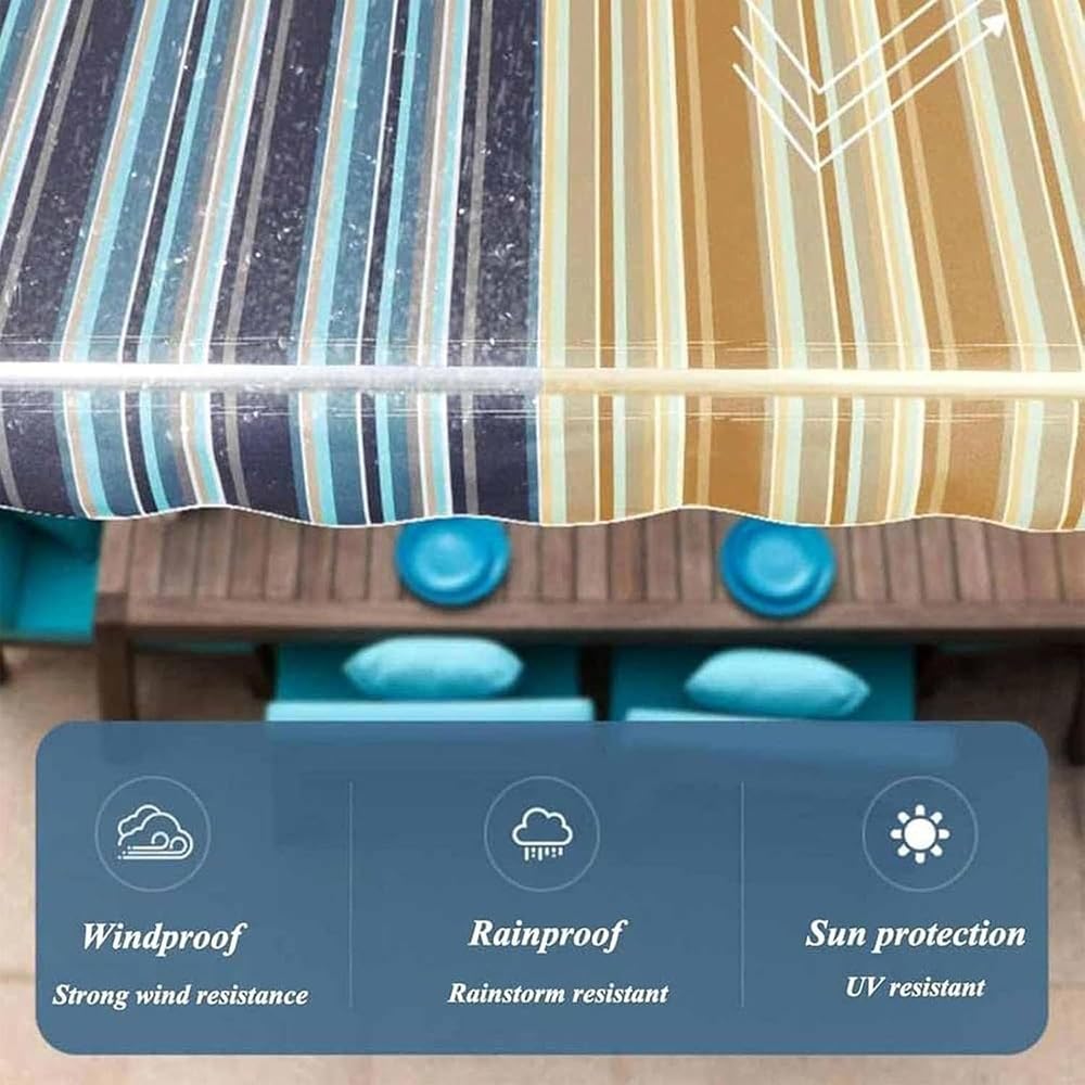 Parasole manuale retrattile di ricambio in tessuto cachi 180 x 150 cm, copertura in poliestere per ombrellone da esterno 300 x 250 cm e 365 x 200 cm