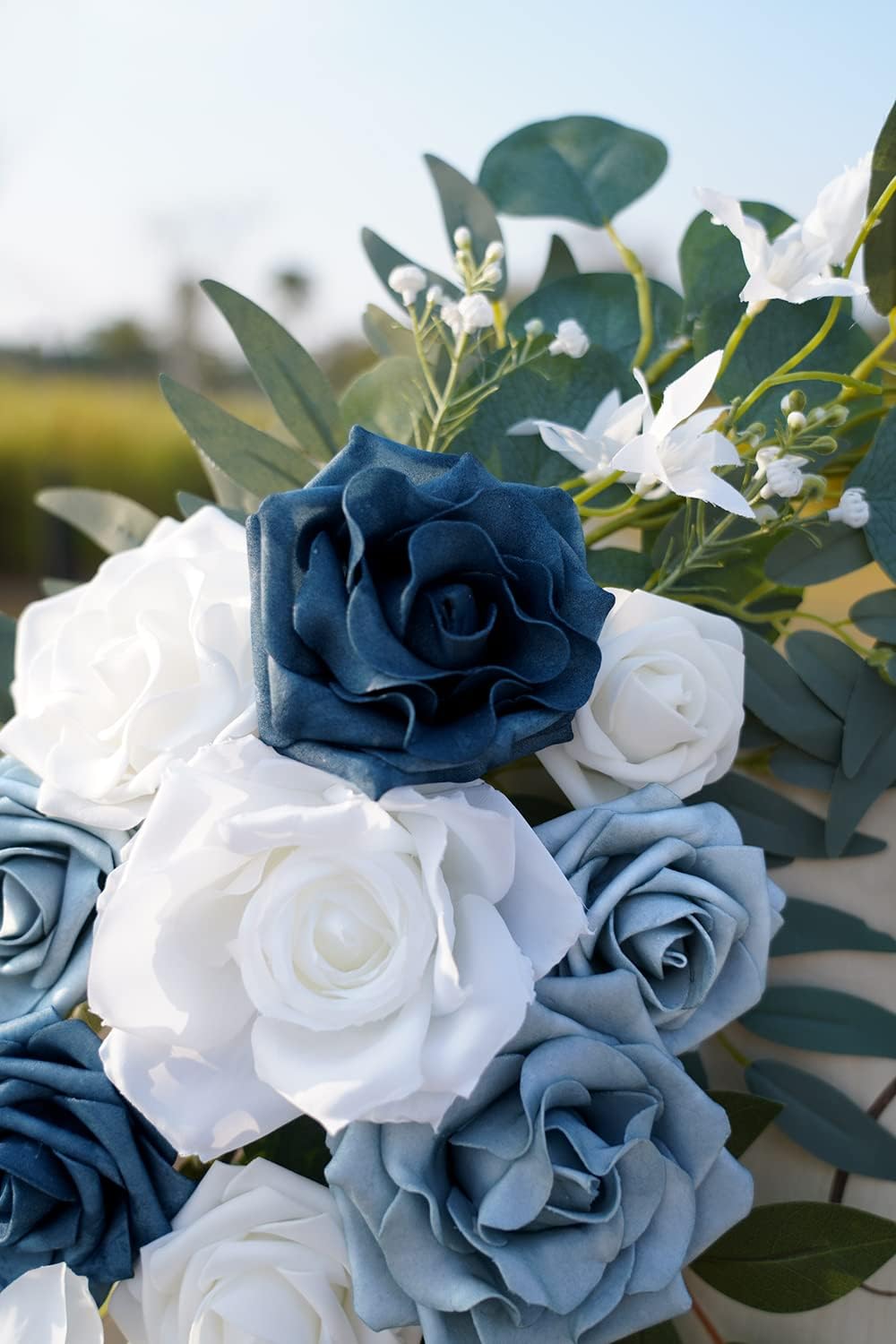 ponatia Wedding Arch Flowers (Pack of 2), Artificial Dusty Blue Flowers & Welcome Signs Decorations for Wedding Ceremony Reception