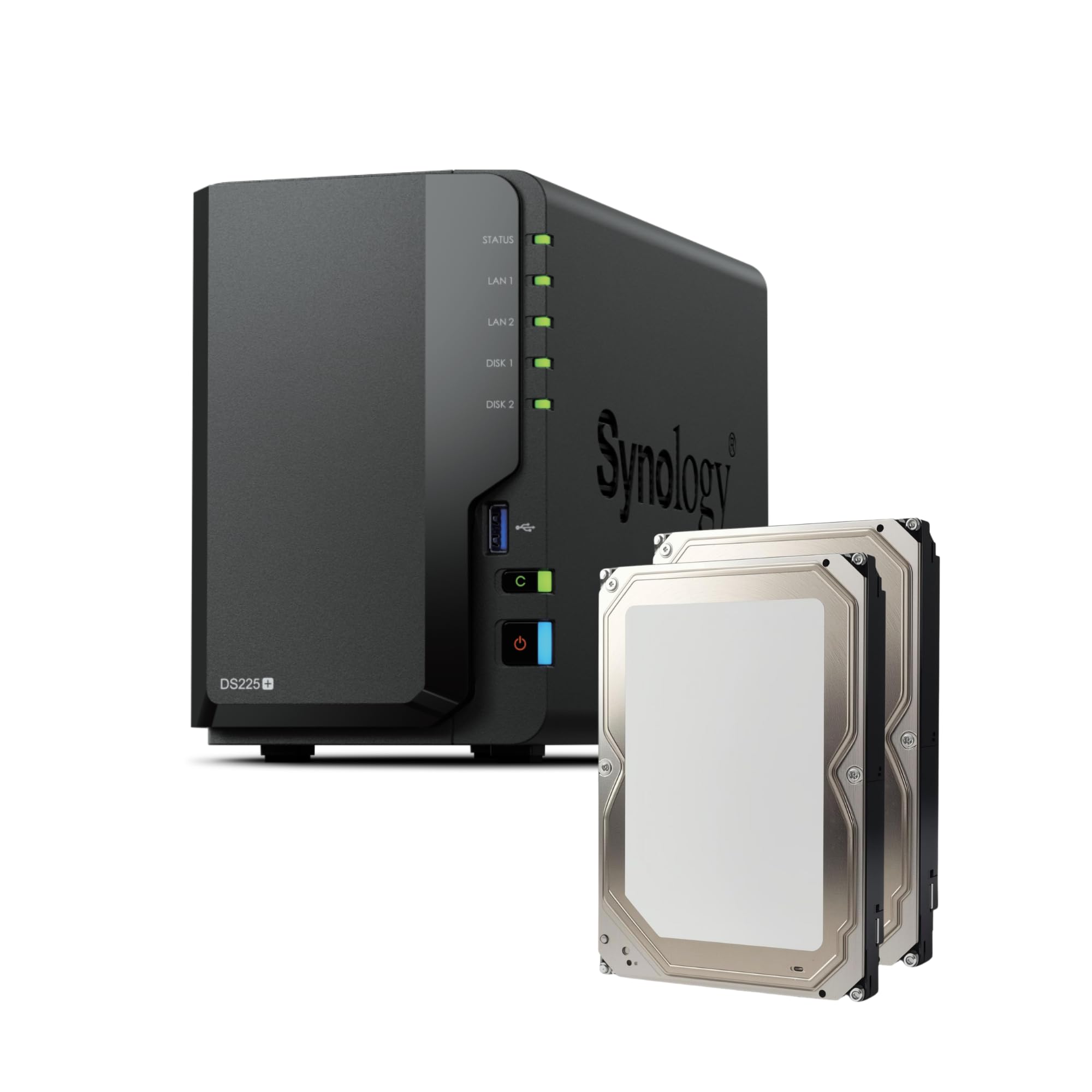 Synology DS225+ 20TB bundle HDD 2 X 10TB 2-Bay Plus Series - Intel Celeron J4125 Quad-Core, 2 GB Non-ECC DDR4 SODIMM 1 x 2,5 GbE e 1 porta LAN RJ-45 1 GbE