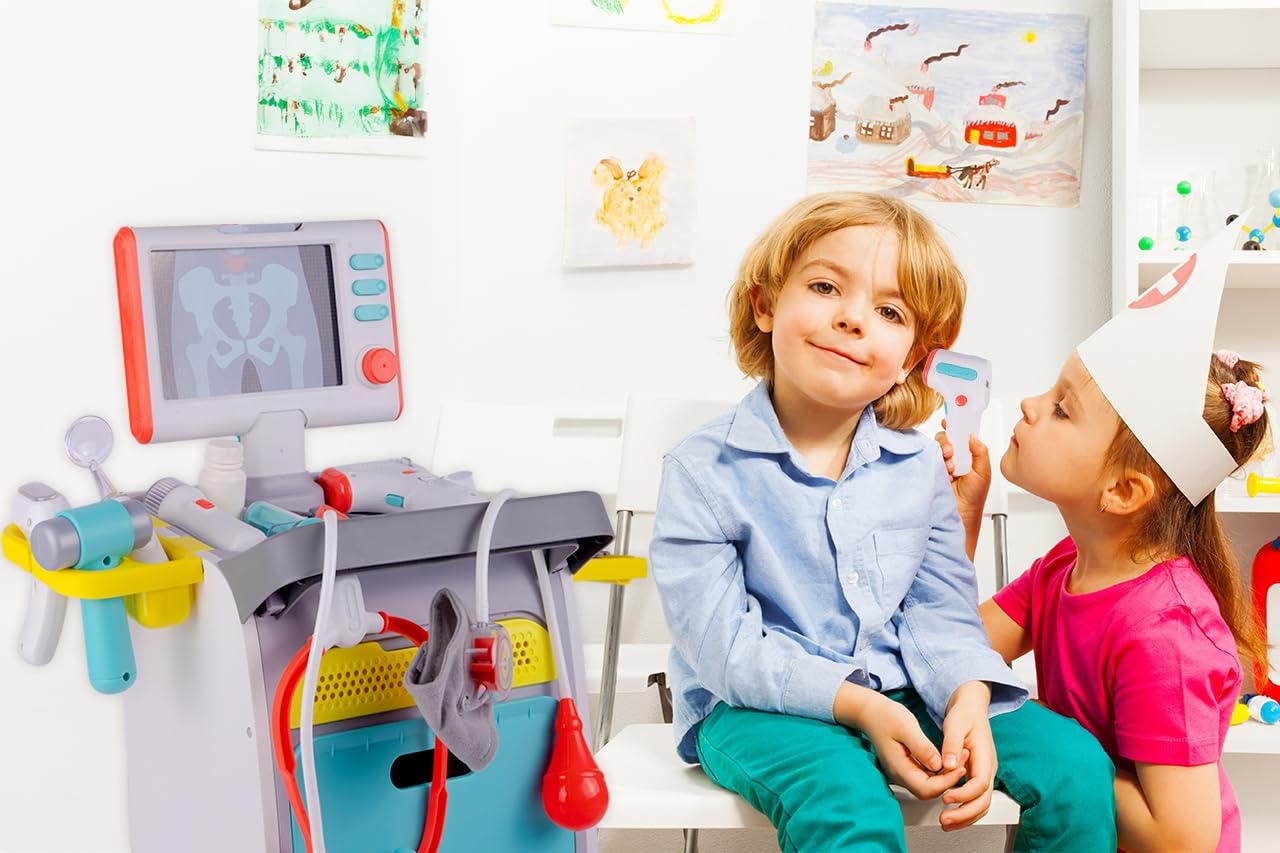 Malplay Arztspielzeuge Set Little Doctor Arztwagen Röntgengerät Stellung des Arztes Rollenspiel Kleiner Arzt Set Kinder ab 3 Jahren