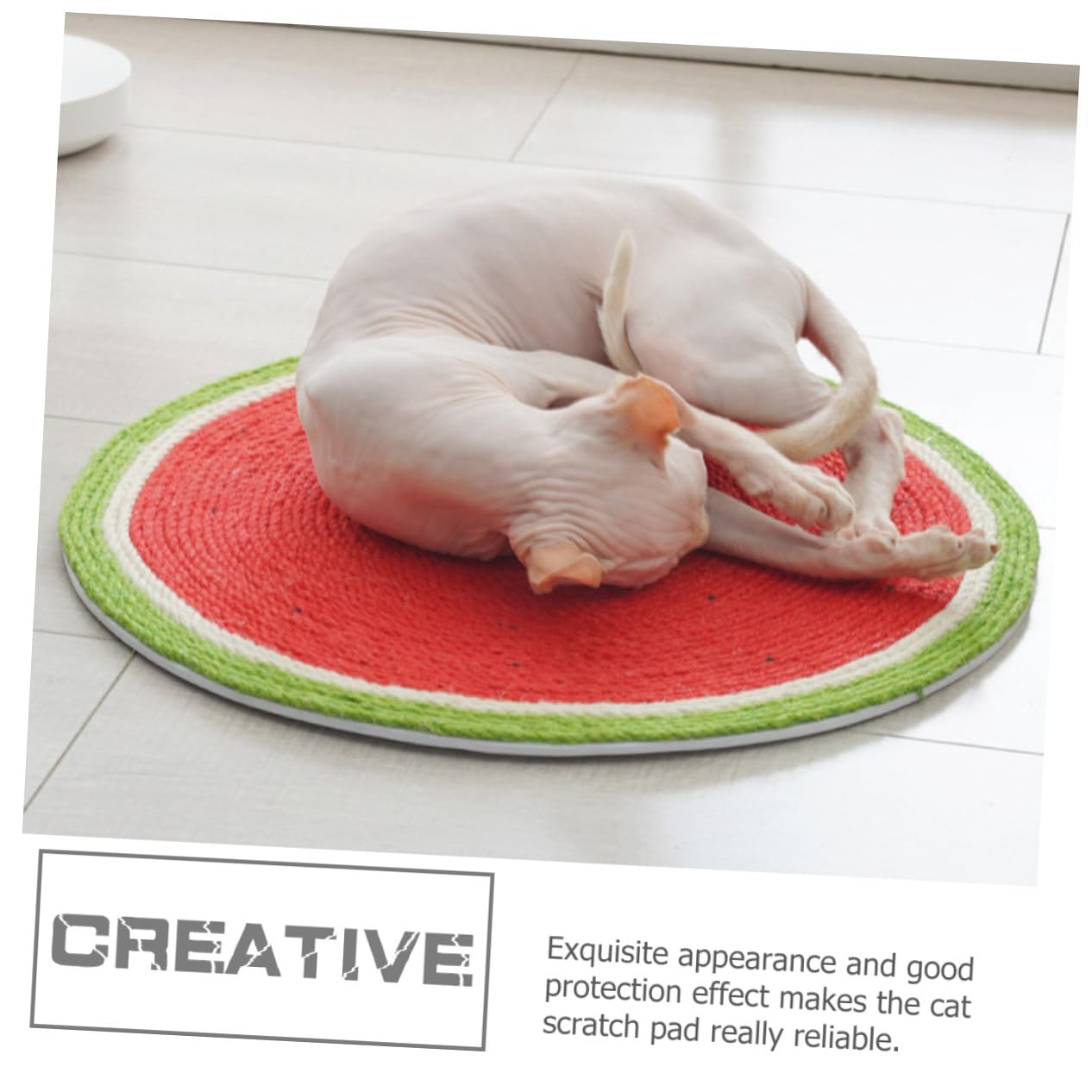 ARTIBETTER Sisal Kratzbaum für Katzen mit Rutschfester Unterseite und Hängender Seilgestaltung Rotes Wassermelonen Design für Haushalt als Katzenspielzeug