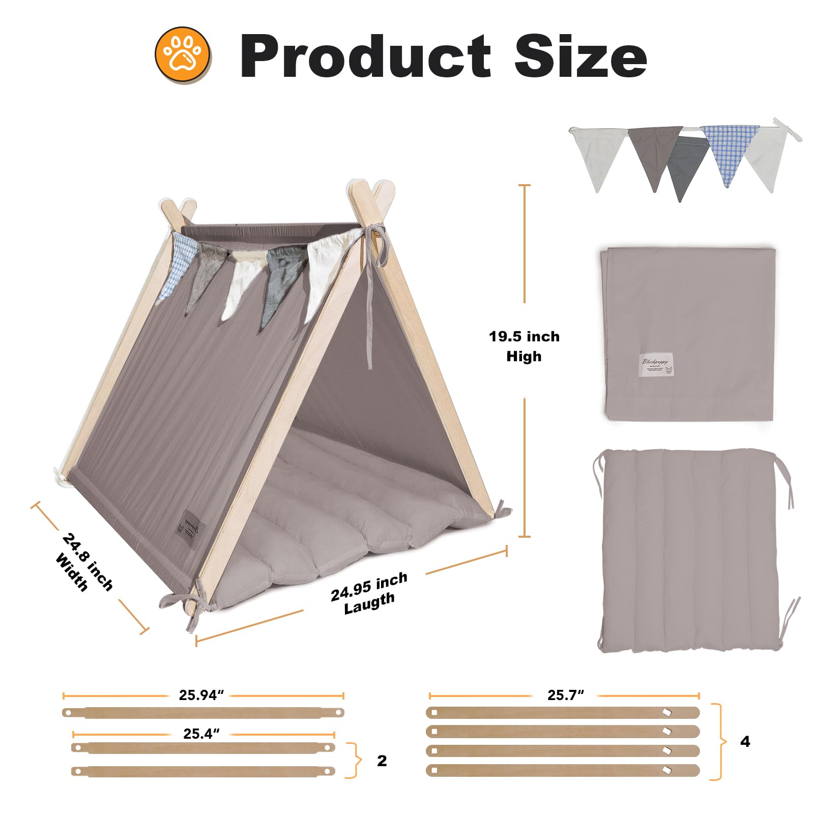 Dog Teepee Cat House- Mocate Tent for Indoor Cats and Small Dogs, Cute Covered Cave with Cushion, Hideaway Removable Portable Teepee and Play Cube (Pale Pink)