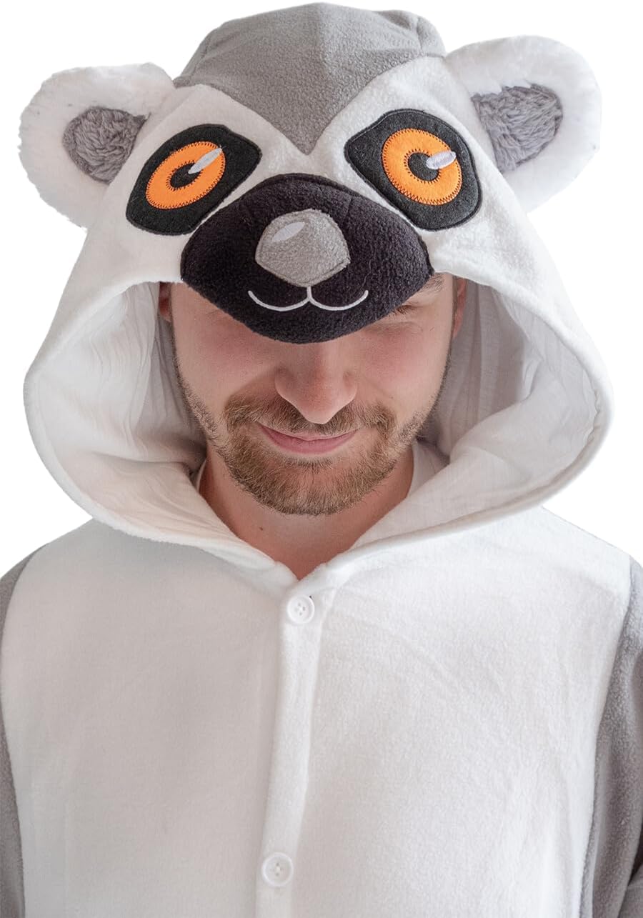 Ring - Tailed Lemur Kigurumi Unisex Adult Onesie Pajamas Animal One Piece Costume Cosplay Sleepwear