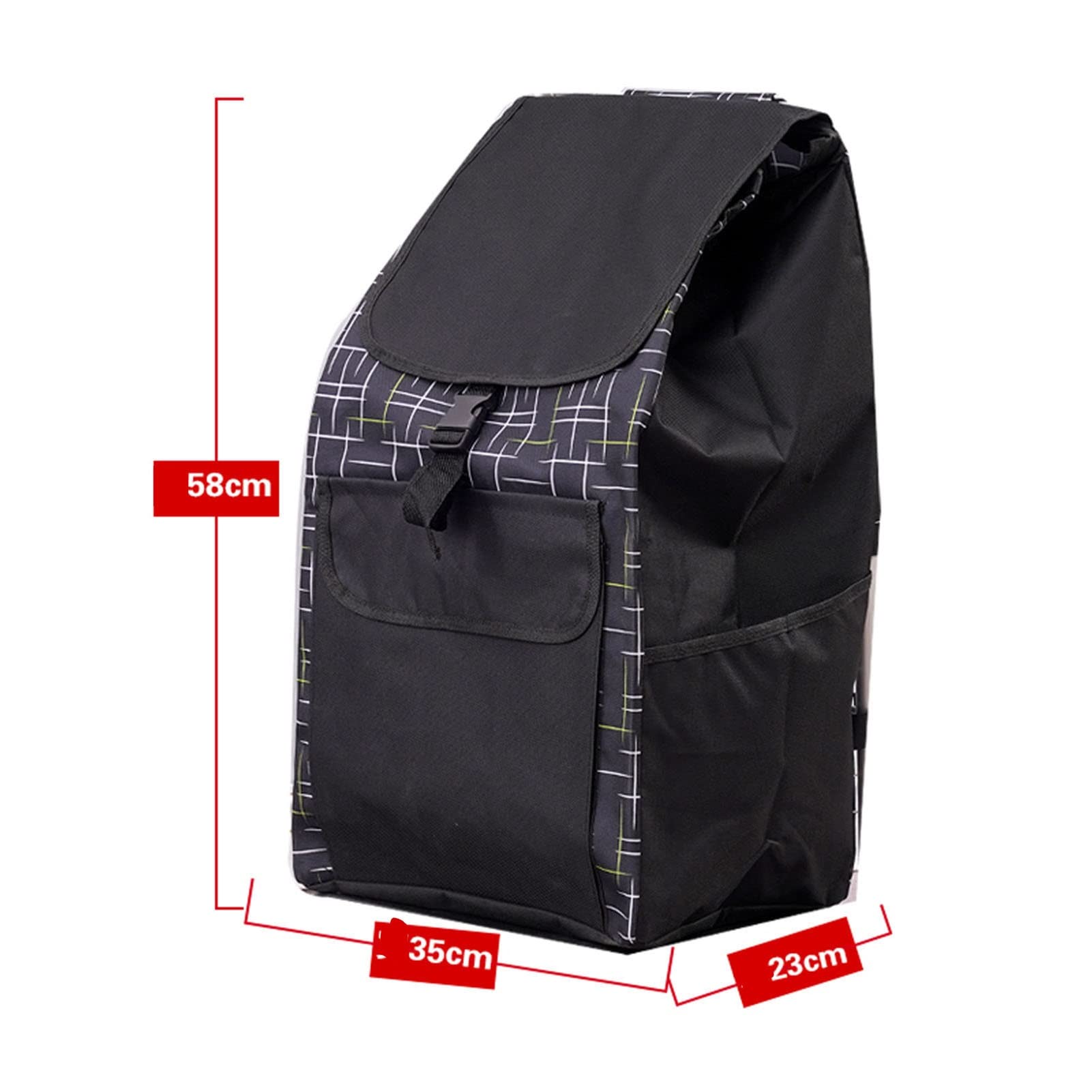 THEGA Einkaufs-Ersatztasche Für Trolleys – 61 Liter Faltbare Tragetasche Aus Wasserfestem Oxford-Stoff Mit Kordelzug Und Seitentaschen, 36x26x65 Cm (Farbe: D)