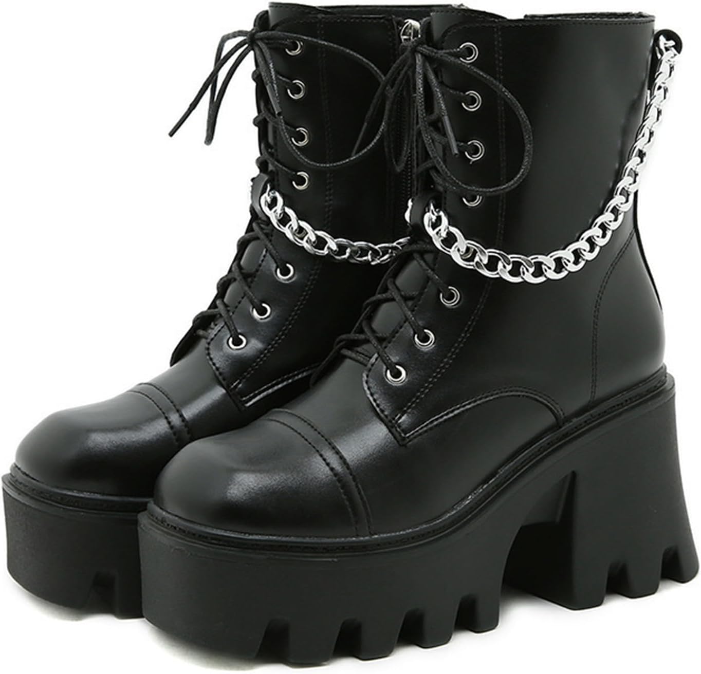 UOQAPRE Women's High Heel Combat Boots - Chunky Platform