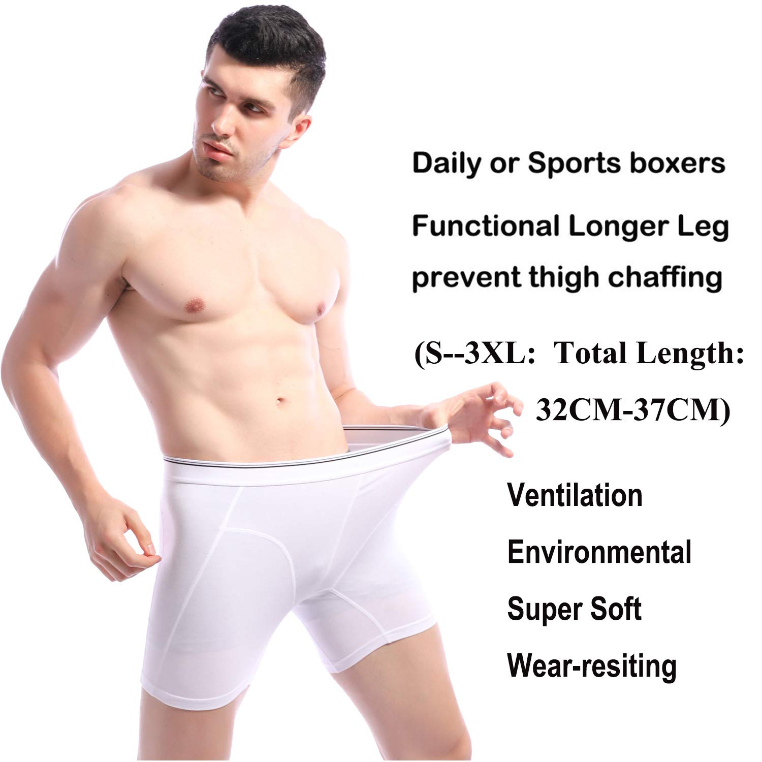 Nuofengkudu Sin Costuras Largos Calzoncillos Hombre Boxer Antirozaduras Suave Comodos Elastico Absorbente Running Sport Underwear
