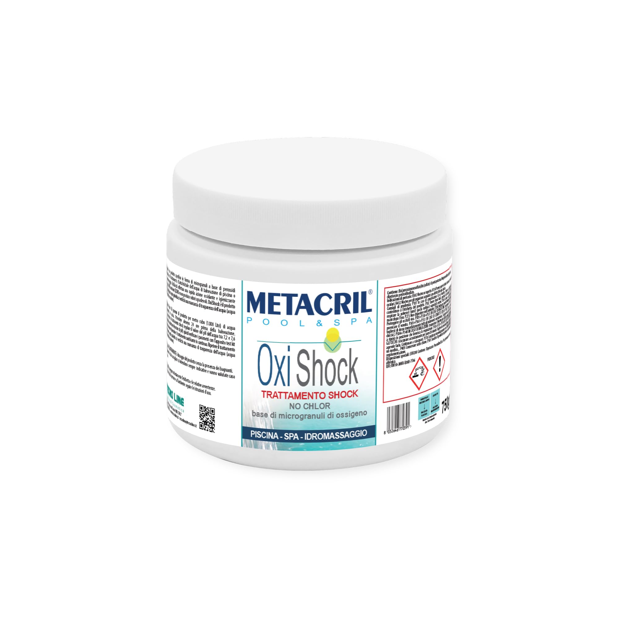 Metacril Oxígeno Shock de microgránulos - OXI Shock 750 g. - Ideal para Piscina o hidromasaje (Teuco, Jacuzzi, Dimhora, Intex,Bestway,ECC)