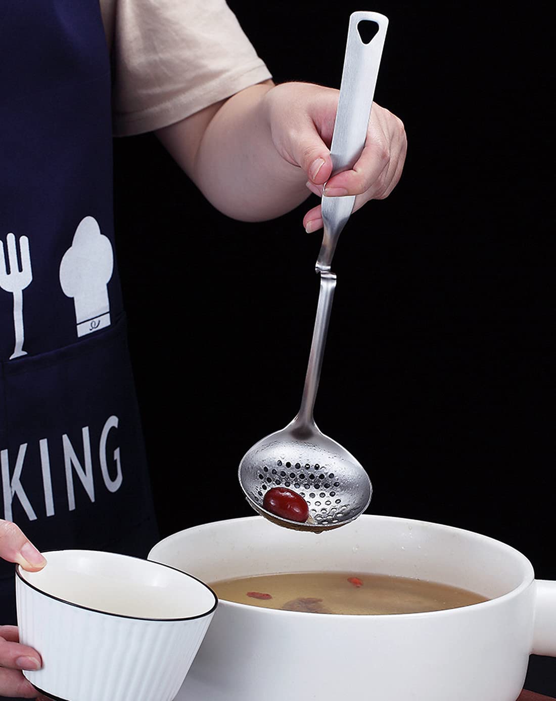 Louche à Soupe En Acier Inox 304 Avec Séparateur D’Huile – Design Ergonomique, Facile à Nettoyer, Parfaite Pour Soupes Et Sauces