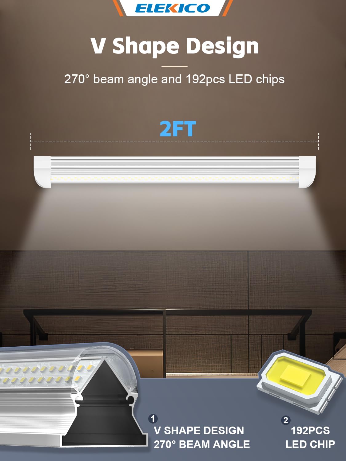 ELEKICO Led Shop Light, Super Bright 40W 5600lm 5000k Shop Light