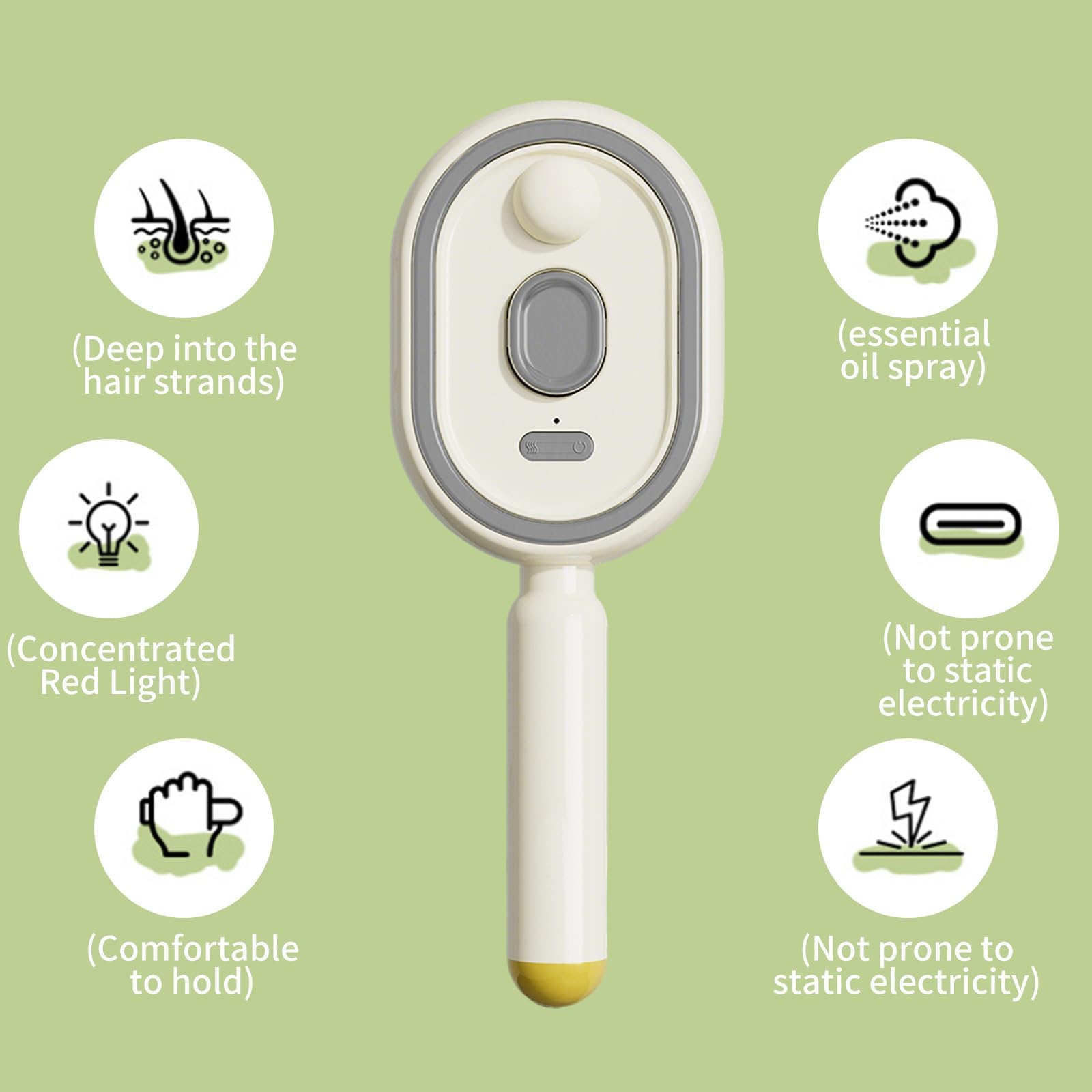 Cepillo de aire eléctrico en aerosol para mujer, 2 en 1, cepillo de desenredar inalámbrico con niebla integrada, evita tirones de pelo, cepillo eléctrico recargable portátil (beige)