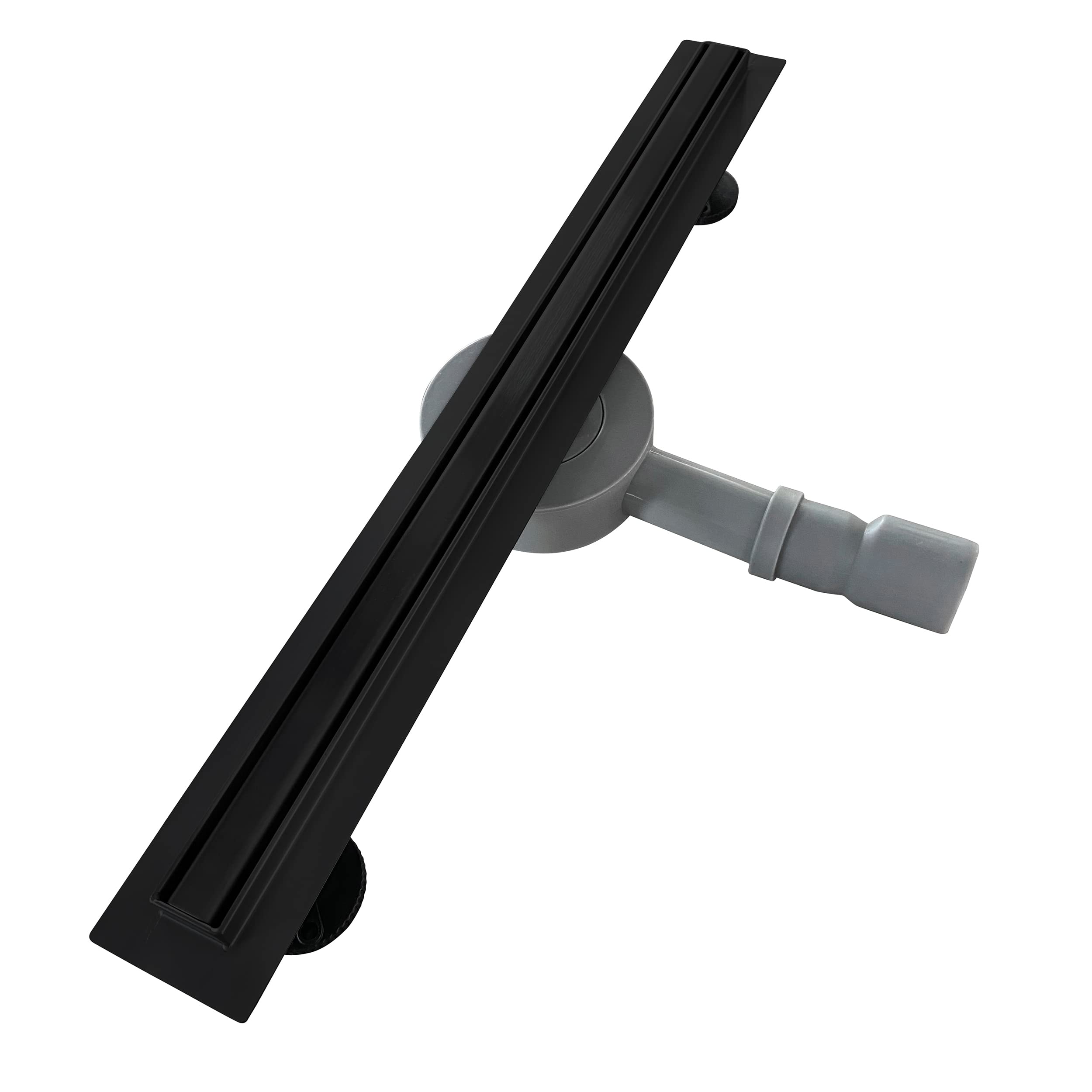 i-flair Duschrinne Bodenablauf 90 cm Duschablauf aus Edelstahl sehr flach - Siphon 360 Grad beweglich - Größen 50cm – 100cm Model B12 geschlossener Randablauf SLIM Schwarz