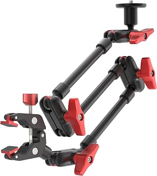 REFLEX CAMERA Metal Articulating 32" Magic Arm with Super Clamp Overhead Camera Mount 1kg Load Capacity, Boom Arm with 1/4", 3/8" Screws Mounts - Photography, Videography & Streaming - Adjustable