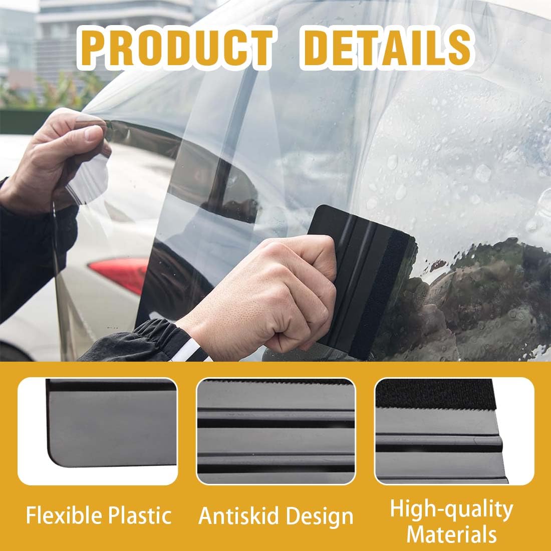JRYXD Spatola Professionale, 2 Pcs Spatola Per Wrapping Pellicola Auto, Spatola Professionale Con Feltro, Spatola Per Pellicole Adesive, Per Pellicole Per Auto, Pellicole Per Finestre Ecc(Nero, Giallo