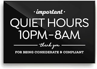 Reilly Originals 4x6 Inches, Quiet Hours Designer Sign ~ Ready to Stick ~ Premium Finish, Durable (1) (Black)