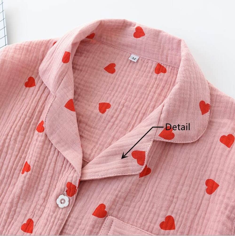 Pyjama Femme Simple Basic Rouge - Manches Courtes, Broderie Cœurs, Taille 14-18 - Occasion