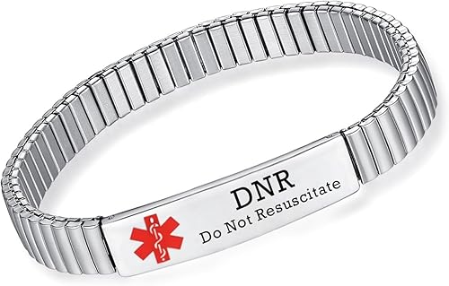Miniatura 61 de Pulseras médicas de alerta ajustables AOAMID para hombres, pulseras de acero inoxidable para mujeres con grabado gratis