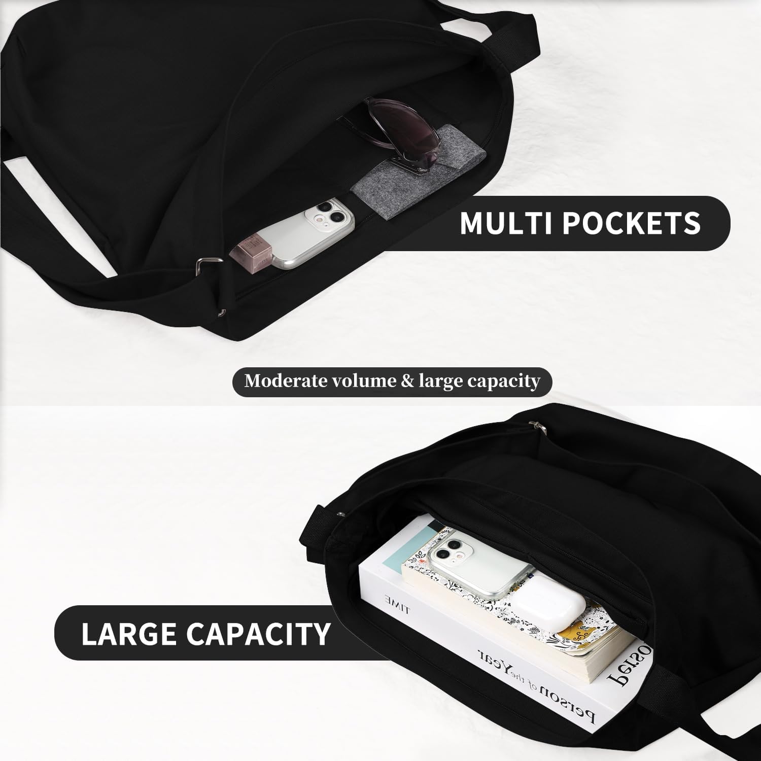 Women's blank large Size Canvas Crossbody Tote Handbags Shoulder Bag - Image 3