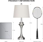 RINWEEY 30" Silver Table Lamps Set of 2, 3 Way Touch Control Living Room Lamp with USB A+C Ports, Modern Brushed Nickel Bedroom Lamps, Tall Metal Bedside Lamp for Nightstand Desk Side Table Office