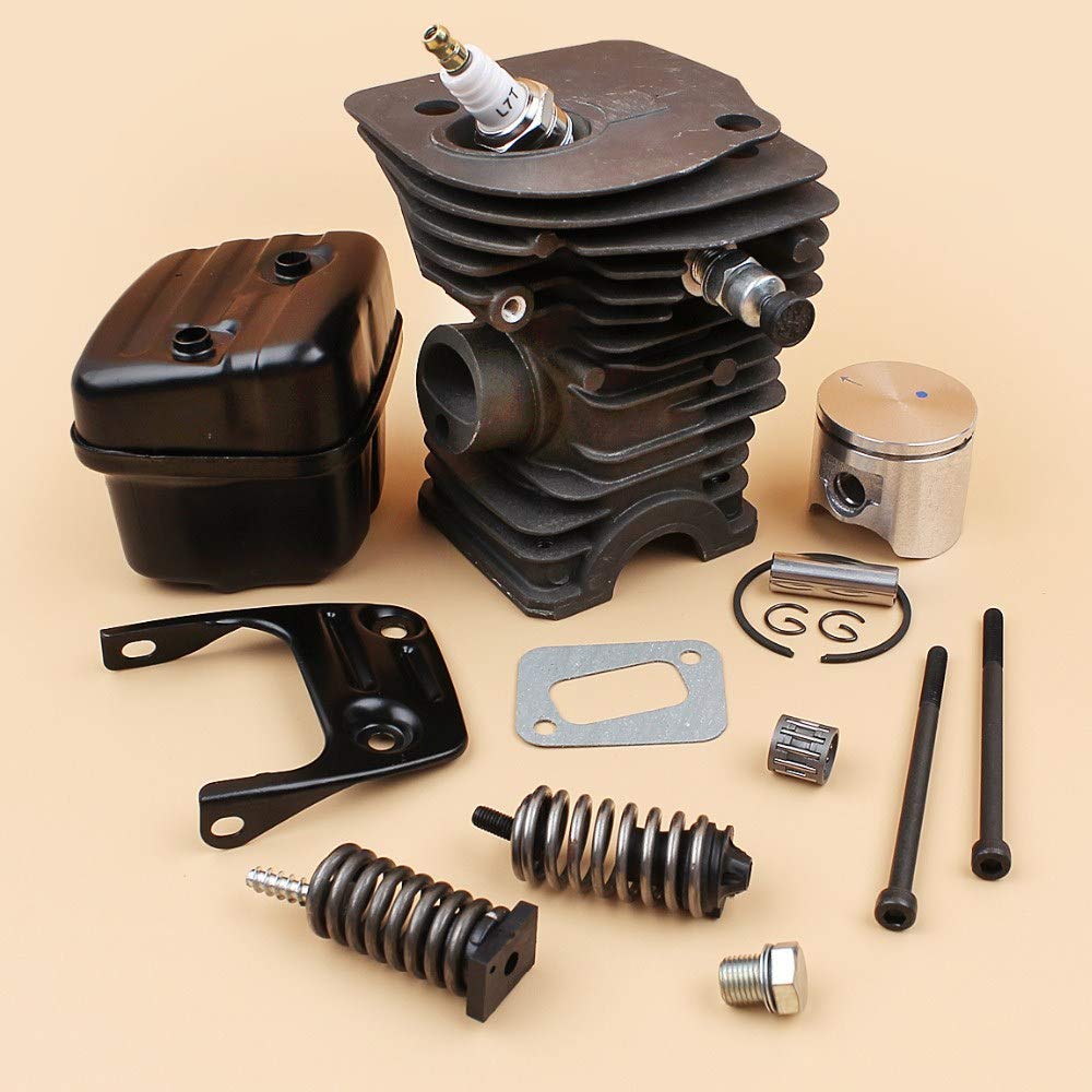 Tiempo Beixi Culata Pistón Silenciador Soporte Perno Muelle antigolpes Buffer Kit Compatible con Husqvarna 340 345 (42 mm) Motosierra Motor Motor Parts