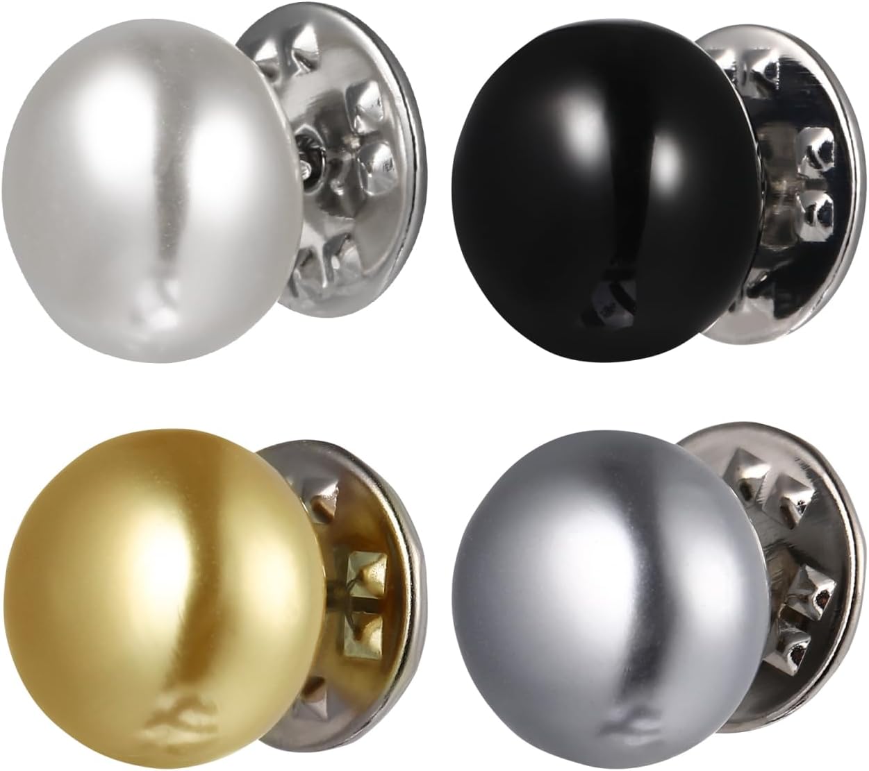 LALAFINA 20Pcs No Sew Buttons Removable Metal Pearl Brooch Pins for Shirt Dress Replacement Modesty Pins for Weddings Banquets Business Events