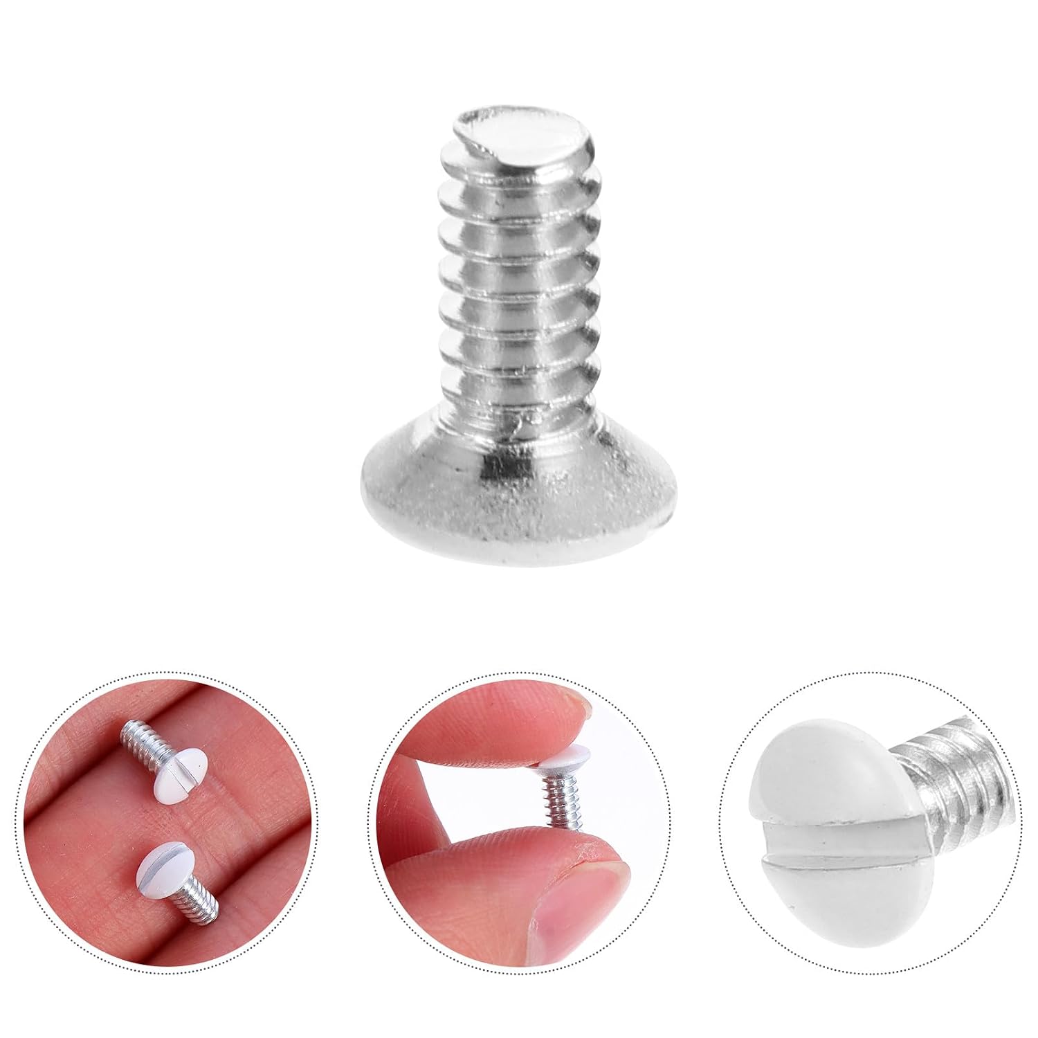 200pcs White Thread Oval Head Wall Plate Screws with Milled Slot for Outlet Cover and Switch Panel Installation