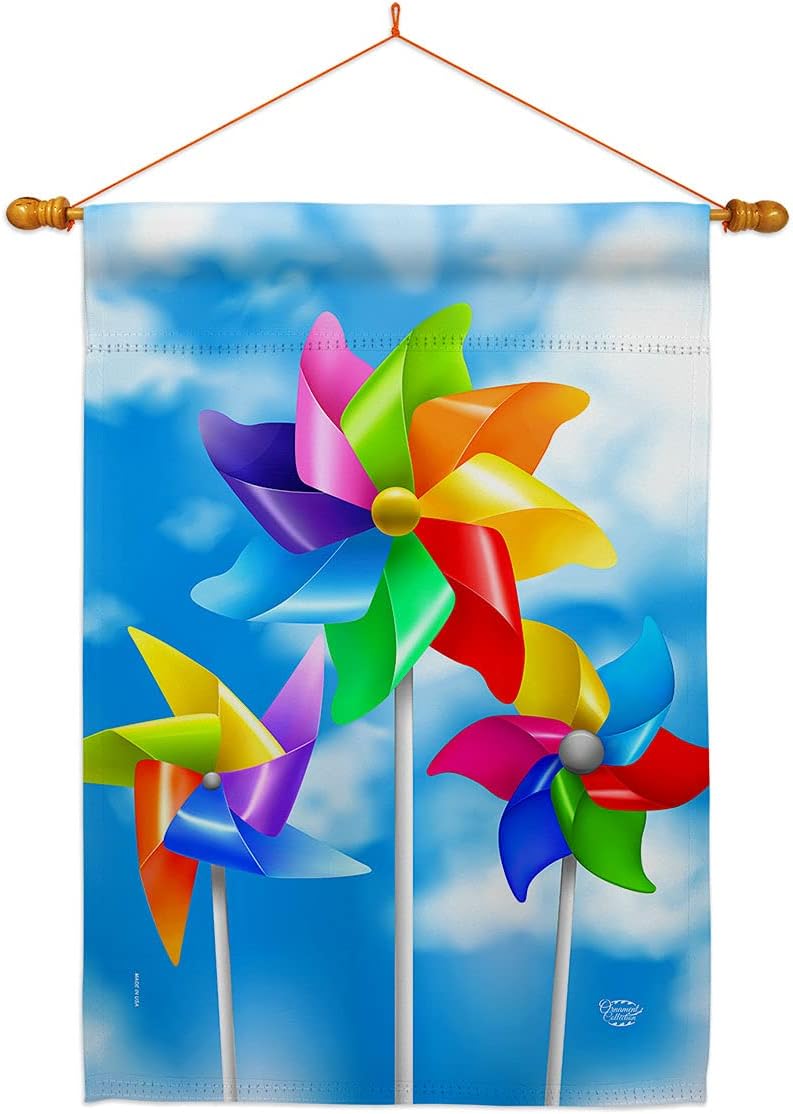 Pinwheels House Flag Summertime Fun and Sun Beach Pool Luau Tropical Party Season Outdoor Sunny Small Decorative Gift Yard Banner Made In USA 28 X 40