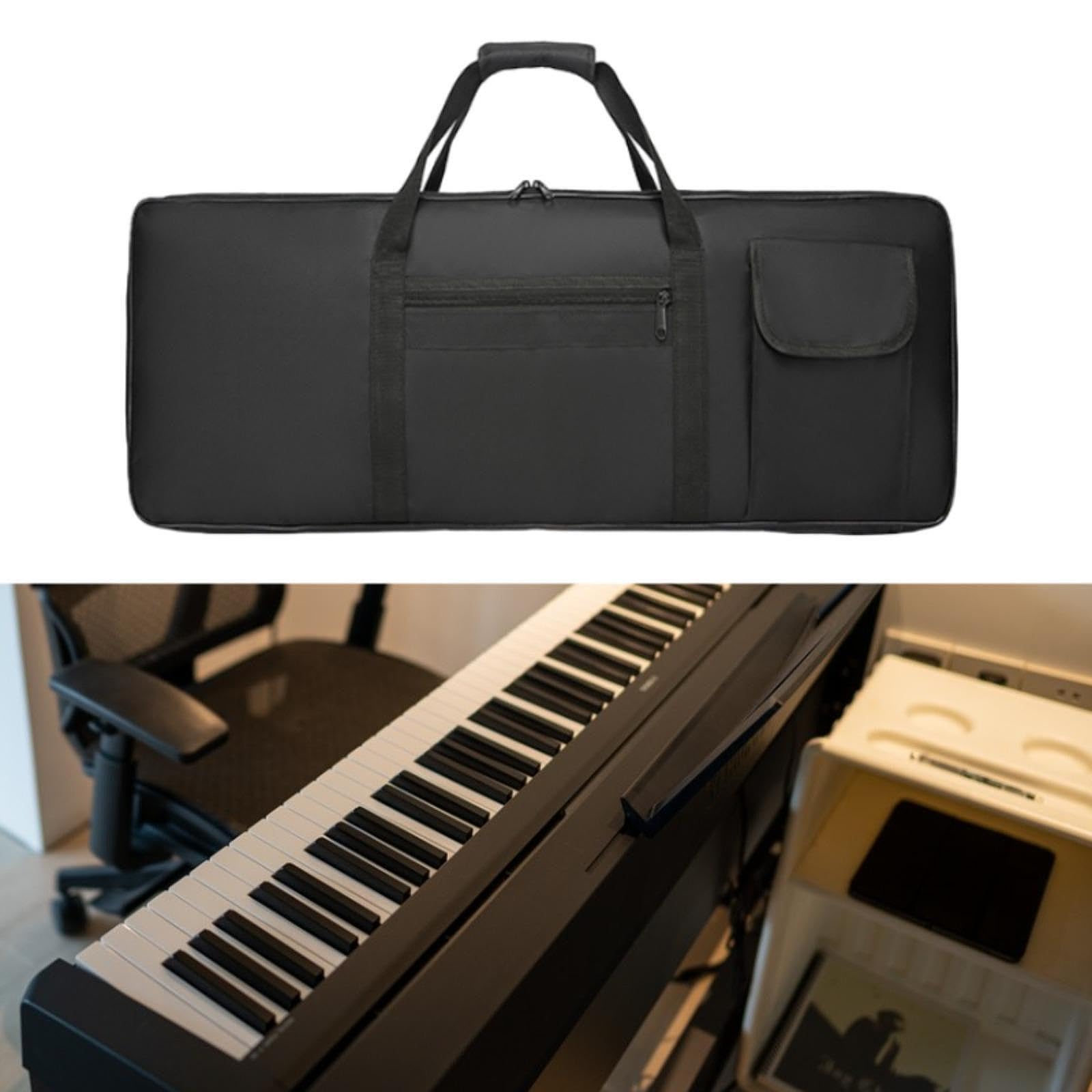 perfeclan Custodia per pianoforte elettrico, custodia per tastiera da 88 tasti con tasca imbottita, borsa per studio musicale, tour, concerti, L