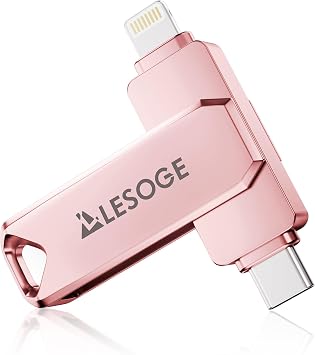MFi Certified Flash Drive 256GB for iPhone Photo Stick Thumb Drive, High Speed USB Memory Stick iPhone Flash Drive for Photos, External Storage Jump Drive for iPhone/iPad/Android/PC Light Pink