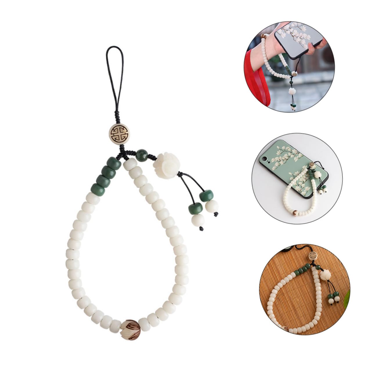 Artibetter 3piezas Cadena De Teléfono Móvil De Jade Colgante Desmontable Cuerda Decorativa Estilo Chino Correa Para Mantener Tu Móvil Seguro y Accesible