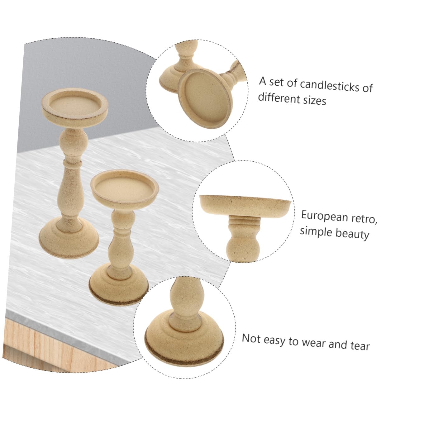 Candelabro Decorativo Nórdico Retro de Madera 2 Piezas para Hogar