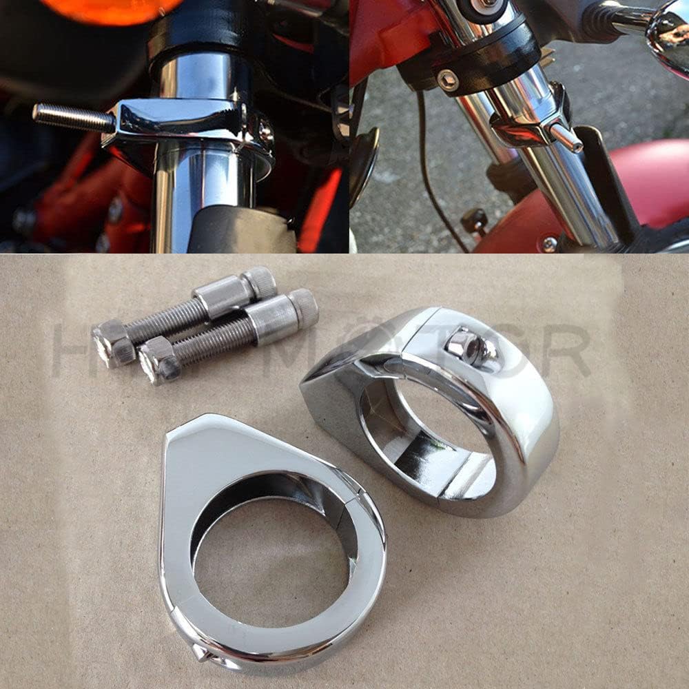 Billet Aluminum Headlight Fork Mounting Brackets 39mm Chrome or Black Pair, Universal Fitment for Custom Cafe Racer Motorcycle Front End Projects