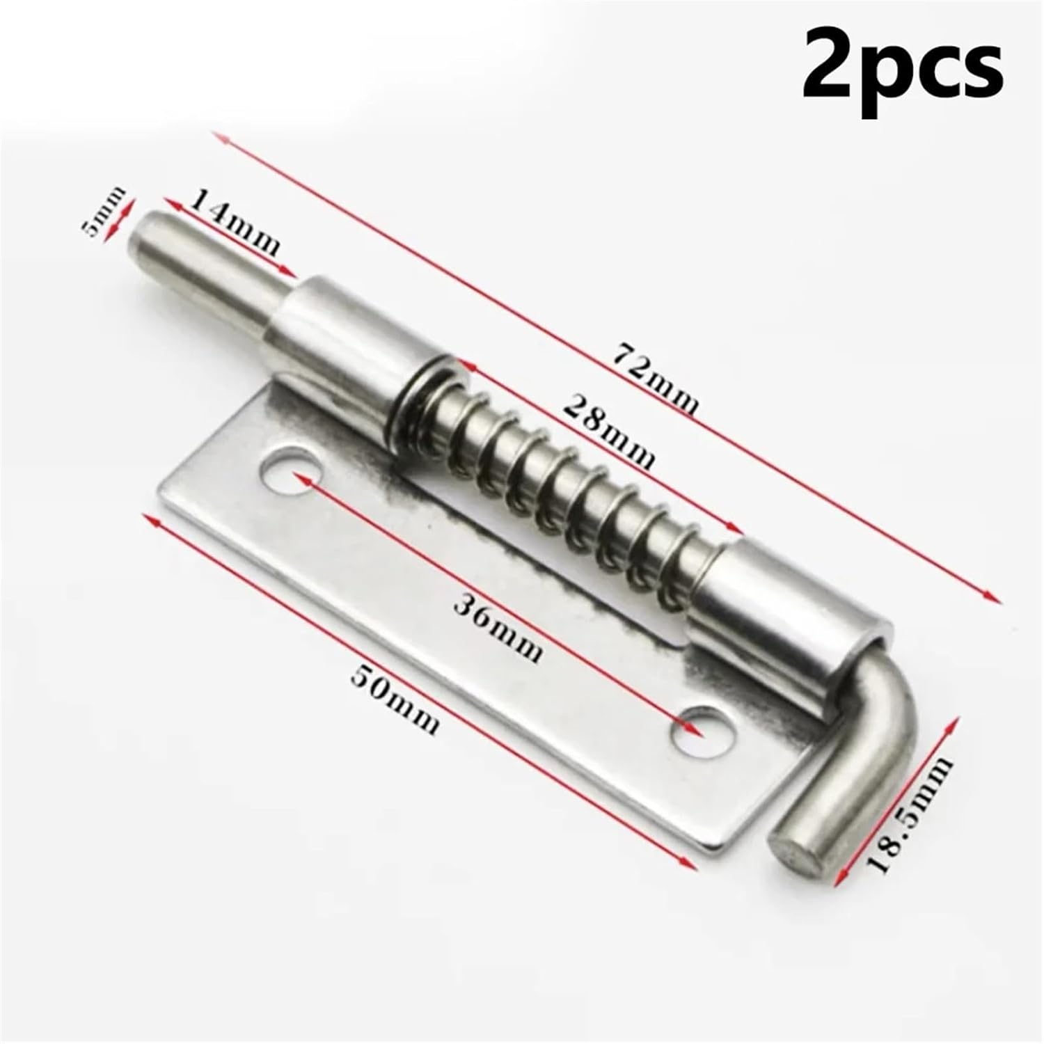 2pcs Spring Loaded Latches 304 Stainless Steel Security Bolt Latch Hasp Staple Gate Safety Lock Latch Door Cabinet Hinges(S Left)