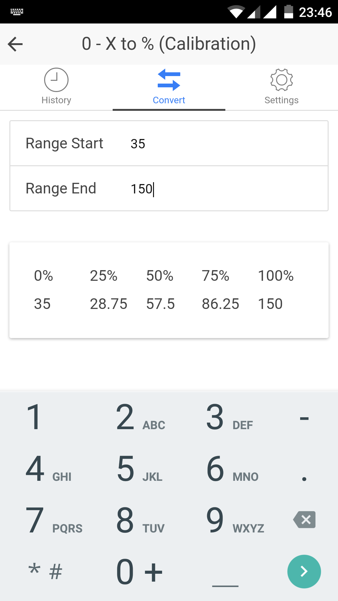 InstaConvert Unit conversion tool and calibration range calculation