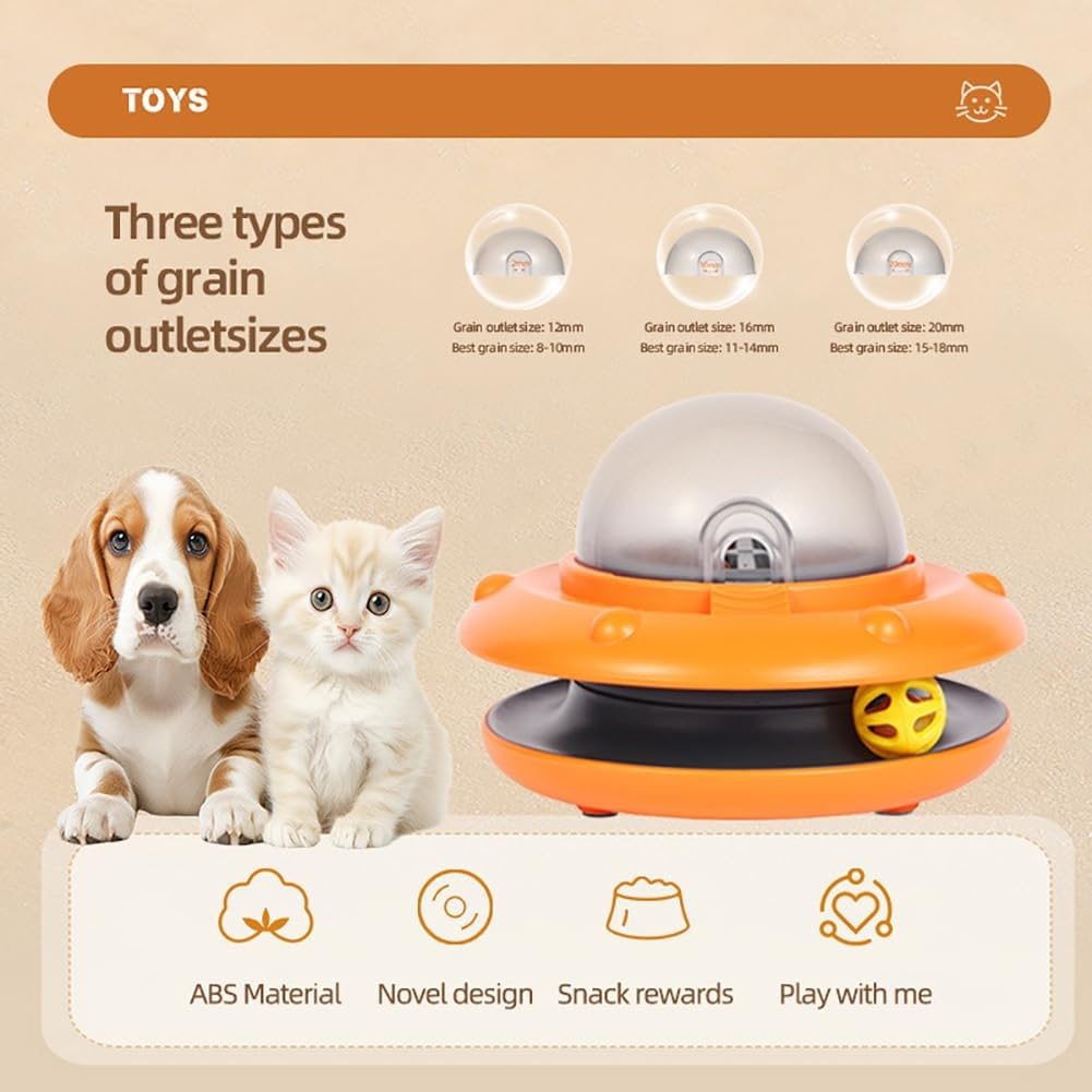 Máquina Tragamonedas y Alimentador de Golosinas for Gatos, Dispensador Automático Recargable con Pista de Bola de Campana, Juguete Interactivo(Blue)