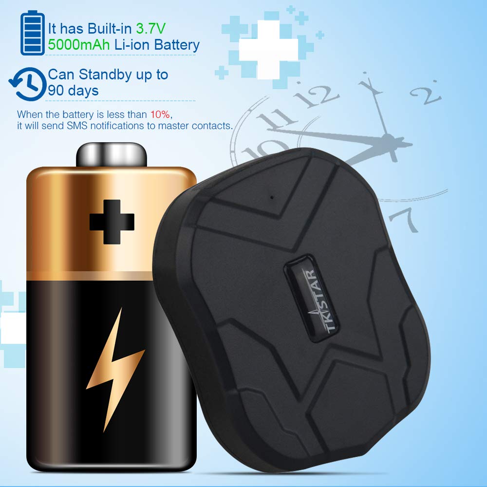 TKSTAR GPS Tracker, Tracker GPS per veicoli in tempo reale impermeabile portatile dispositivo di tracciamento magnetico per 90 giorni di standby, sistema di monitoraggio e monitoraggio libero TK905