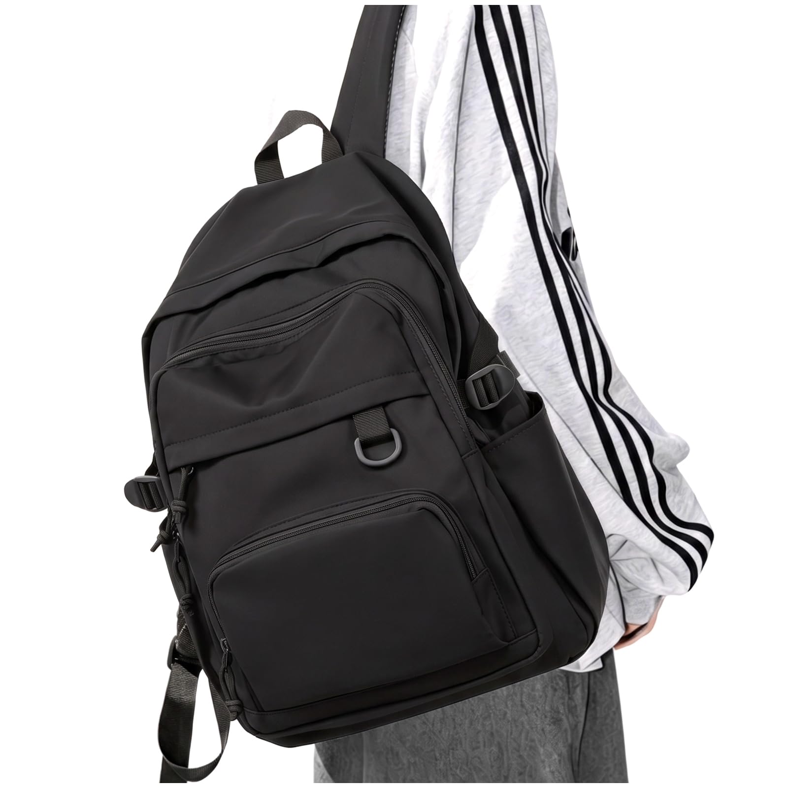 sikazan Schulrucksack Teenager Mädchen Jungen Groß Schulrucksack Damen Schwarz Rucksack Uni Herren Schultasche Wasserdicht School Backpack Womens Arbeitsrucksack Mit Vielen Fächern