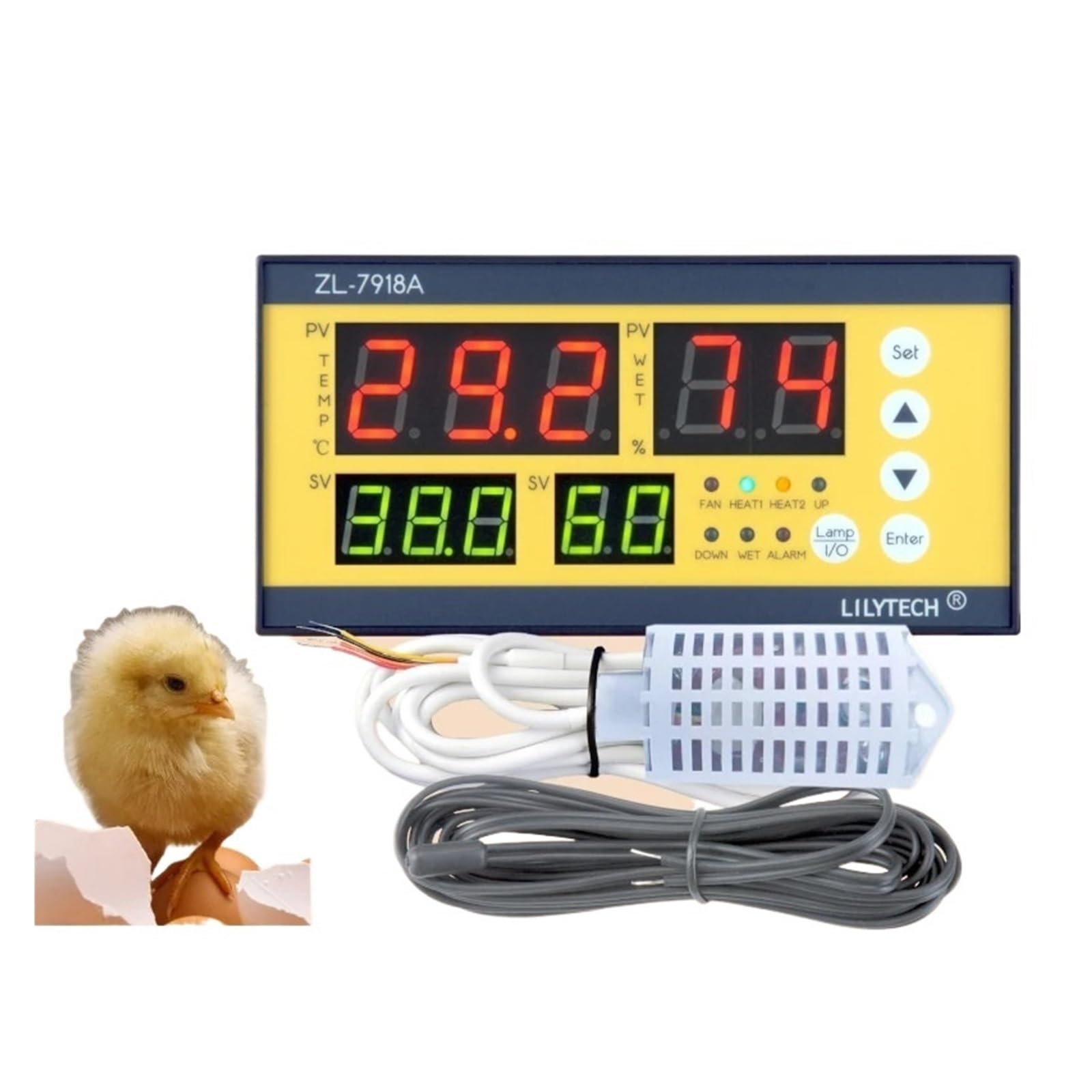 Kontroler Temperatury, ZL-7918A, Kontroler inkubatora jaj, Wielofunkcyjna automatyczna kontrola temperatury i wilgotności(With ZL-SHr05A)