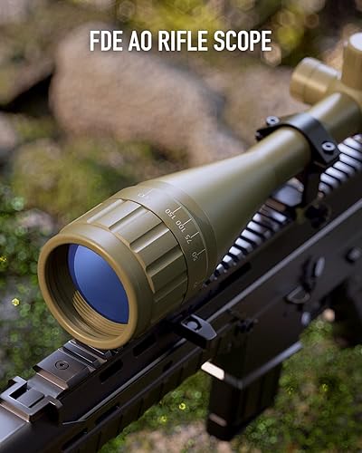 Miniatura 5 de PINTY Alcance de rifle de 6-24x50  Alcance de caza AO con telémetro óptico iluminado, anillos de montaje Picatinny para disparos de largo alcance