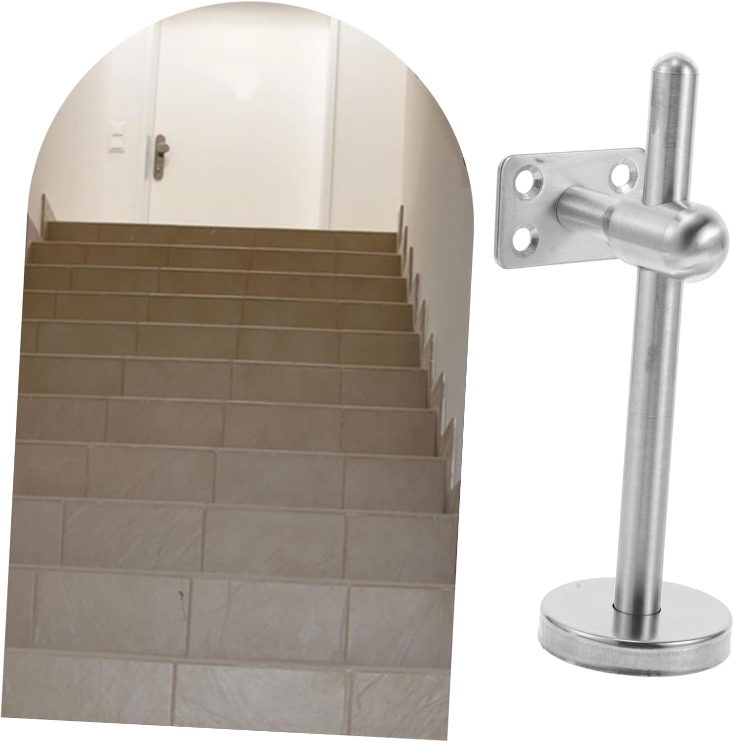Holibanna 2pcs Stainless Steel Adjustable Handrail Brackets Heavy Duty Supports for Stairs and Railings for Enhanced Safety and Durability Home Settings
