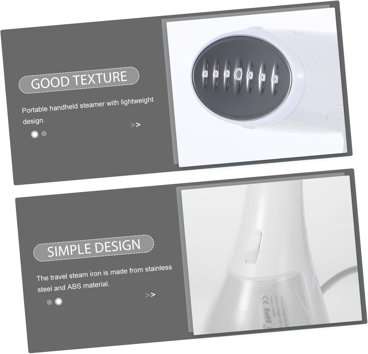 KICHOUSE Portable Steamer Handheld Travel Finds Travel Products Electric Steam Iron Steam Brush Wrinkle Remover Abs Stainless Steel