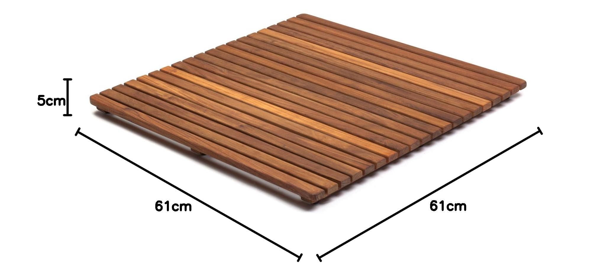asinox TEK4A6161 Duschmatte aus Teakholz, Quadrat, 61 cm