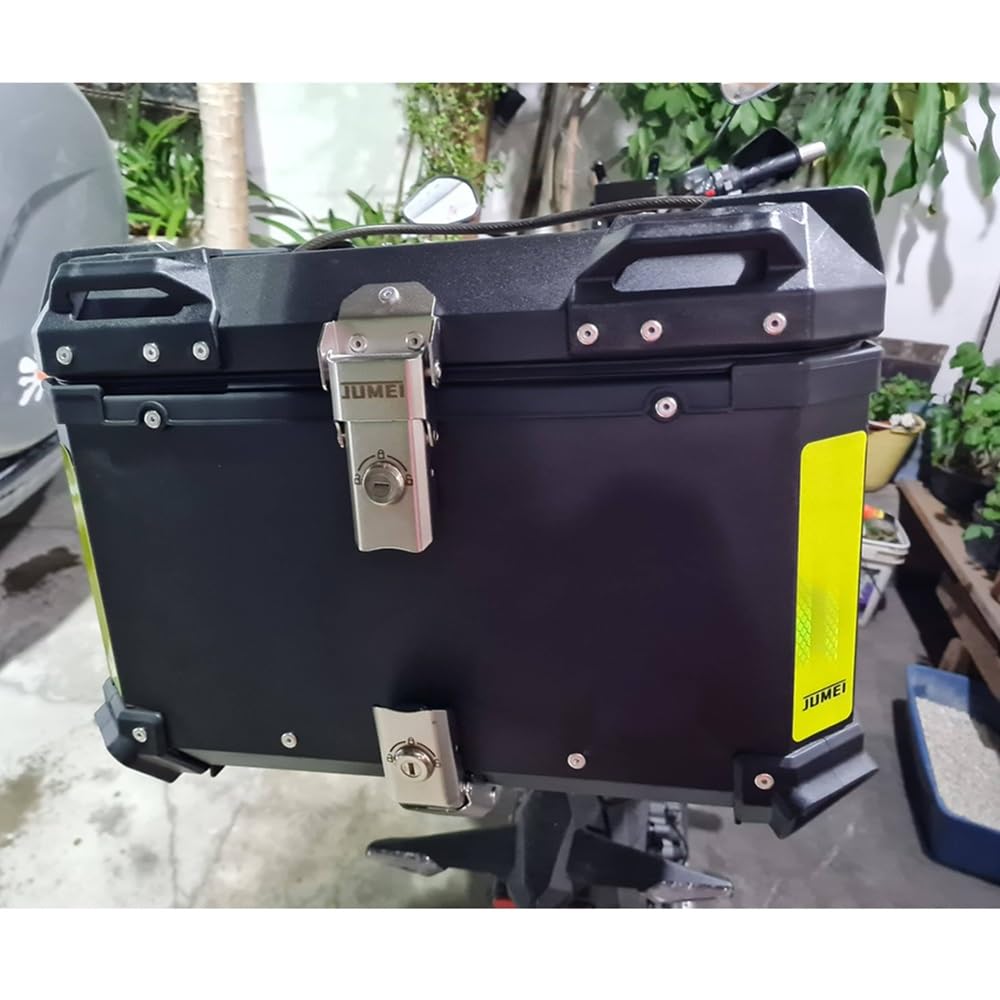 Top Case Moto en Aluminium Coffre pour Moto 45L 55L 65L 80L 100L Valise pour Moto avec Serrure De Sécuritz, Topcase Universel(Noir,45L)