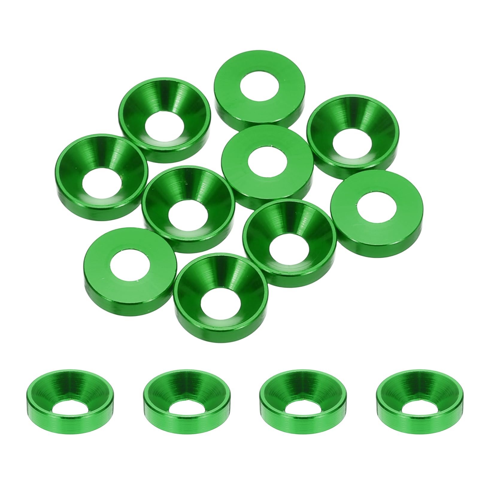 sourcing map 10pcs M4 Counterbore Washers, 10mm/0.39inch Anodized Aluminum Alloy, Head Gaskets for Screw RC/FPV/PC/Drone Accessories Parts, Green
