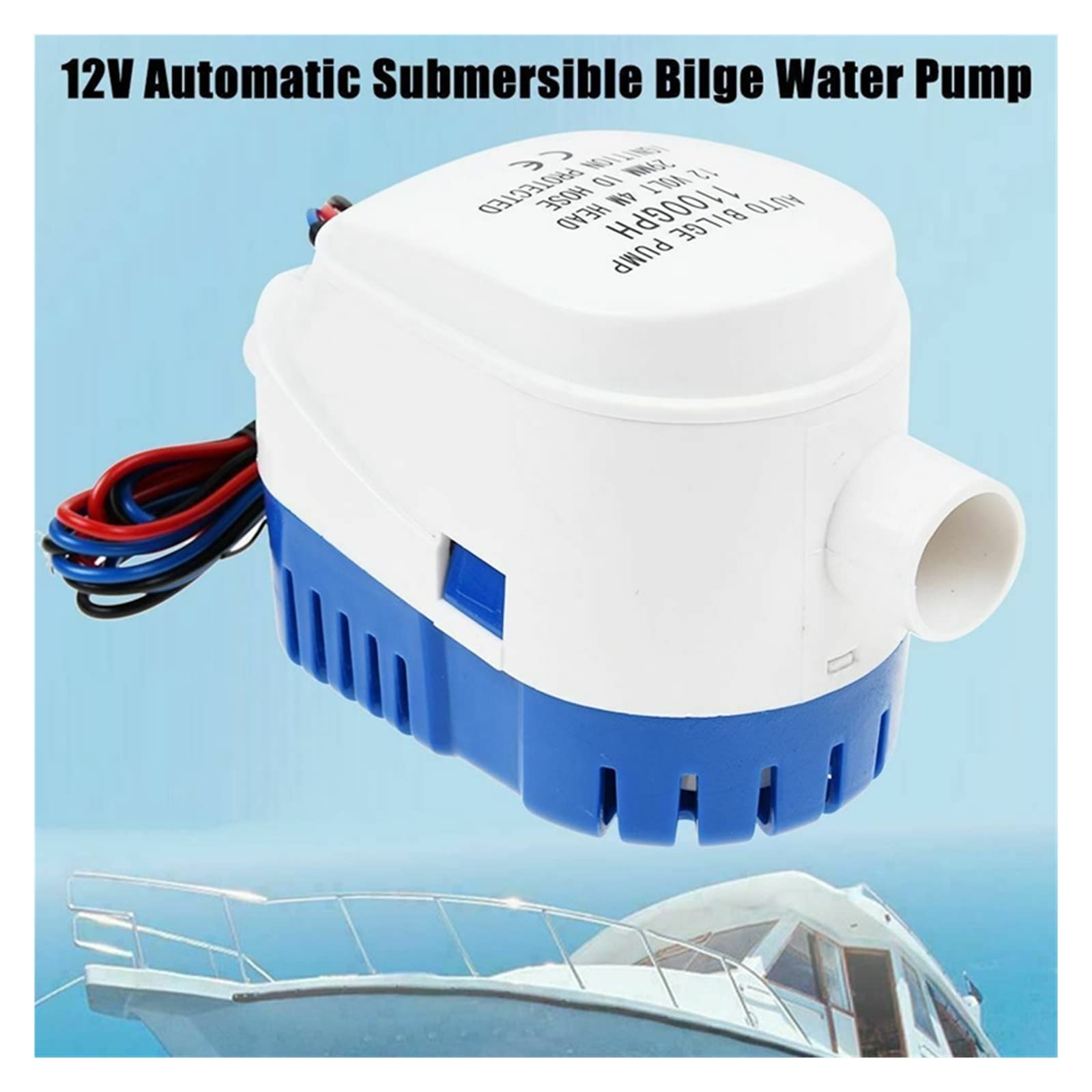 Petite Pompe Submersible réglable Pompe à Eau de cale Automatique Pompe Submersible Automatique for Bateau Marin 12V 1100GPH