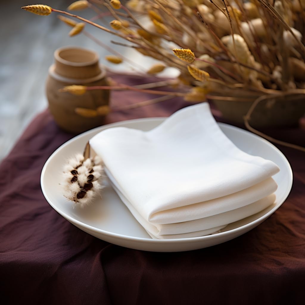 COTTON CRAFT White Dinner Napkins - Set of 24 Classic Twill Pure Cotton Soft Cloth Napkins - Durable Washable Reusable Napkin - Everyday Table Napkin - Restaurant Wedding Party Gift - 17 x 17 inches