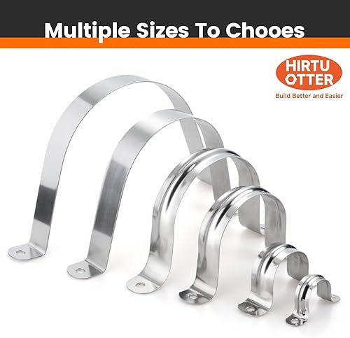 Miniatura 5 de 10 abrazaderas de tubo extra anchas de acero inoxidable 304 de 4-38 pulgadas, clips de conducto con soporte en U de dos agujeros para HVAC,