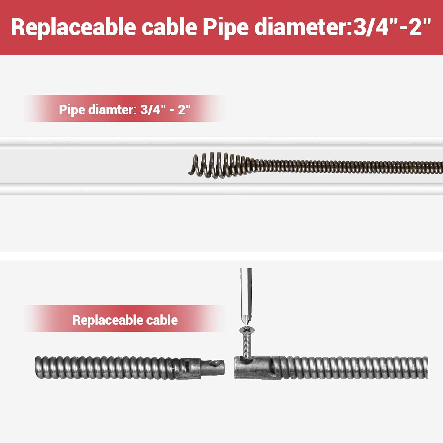 Drain Auger Electric, 25 ft Plumbing Snakes, Snake Drain Clog Remover for Unclogging Toilet, Sewer, Bathroom, Sink Drain Pipes（Batteries Included)